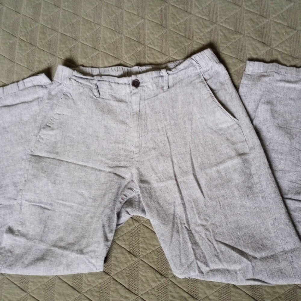 Uniqlo Women's Linen-Blend Pants Size S Gray Relaxed Fit Casual Tapered Leg